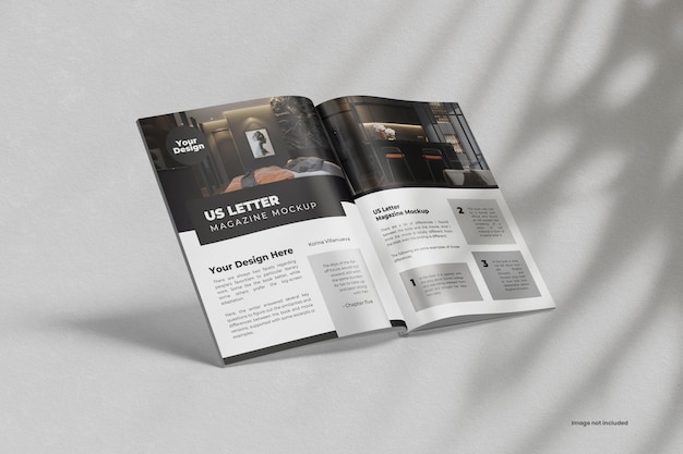 Open view us letter magazine mockup