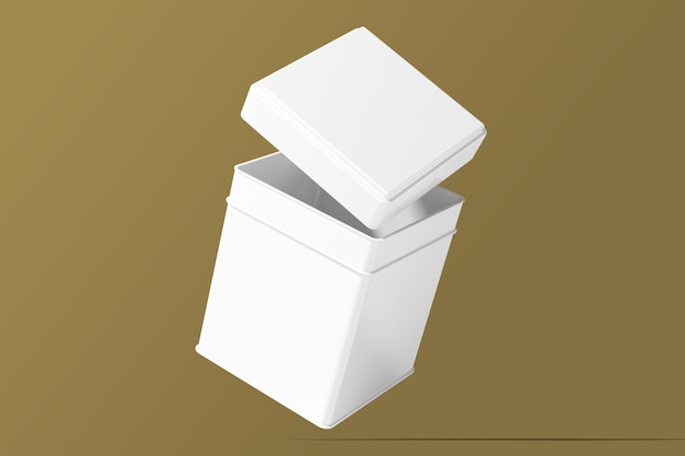 open white box mockup on a brown background