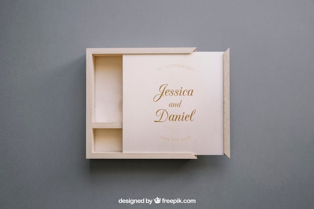 PSD open wooden box mockup