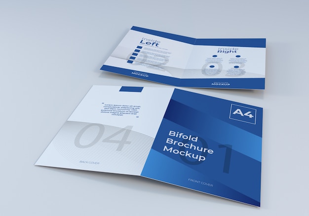 PSD opened a4 bifold brochure paper mockup