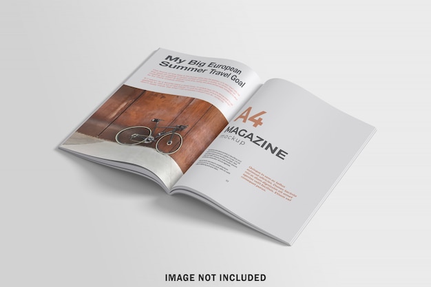 PSD opened a4 magazine mockup