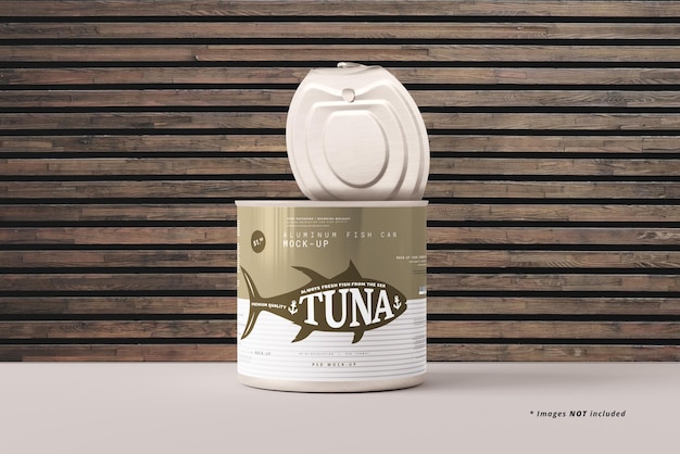 Opened aluminum food can mockup