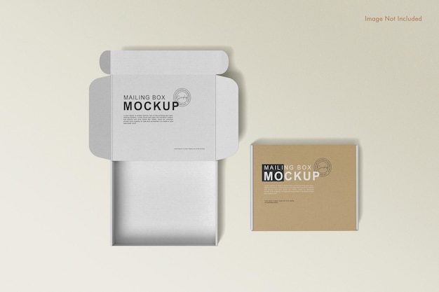 Opened and closed mailing box mockup