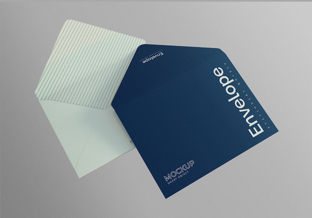 PSD opened envelope mockup front and back side view