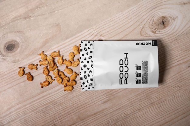 PSD opened food pouch mockup