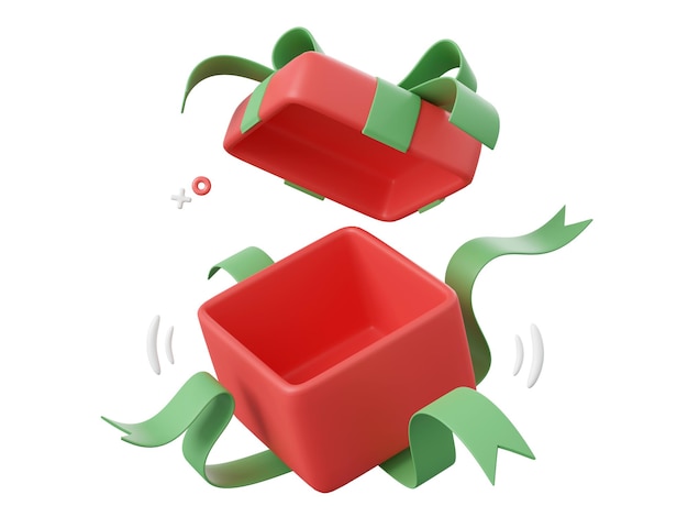 Opened gift box christmas theme elements 3d illustration