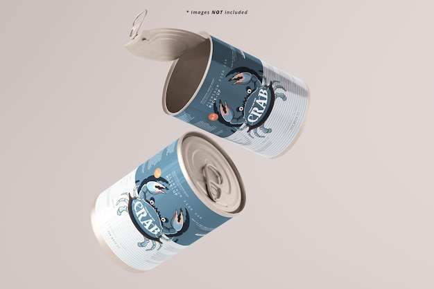 PSD opened large food can mockup