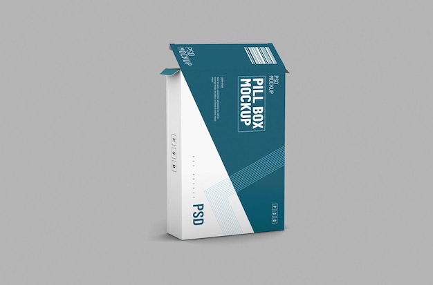 Opened rectangular pill blister box packaging template for product design mockup