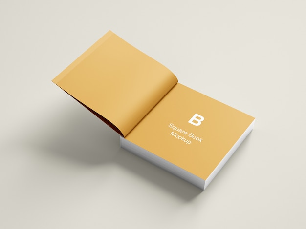 Opened square book or magazine mockup