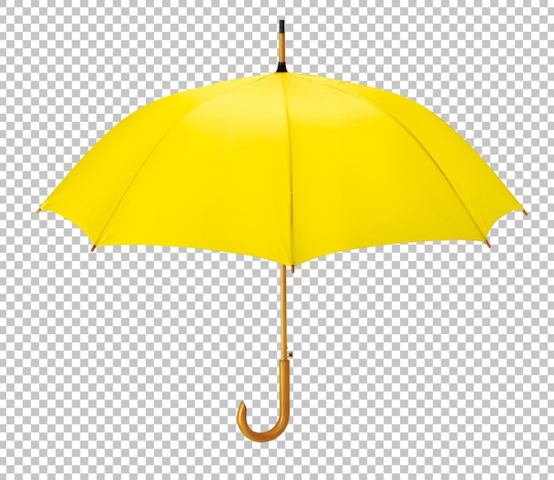 PSD opened yellow umbrella isolated on white background