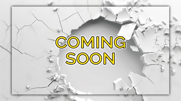 PSD opening soon template made by torn paper and 3d hole in the wall for social media post design