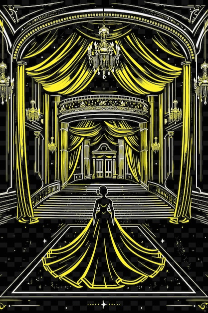 PSD cantante d'opera che si esibisce in una grand opera house con chandeli illustration music poster designs