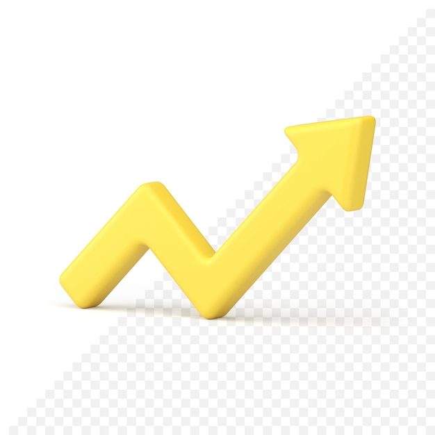 PSD opgroeien gele pijl succesvolle strategie positieve trend wijzende hoek dynamische 3d-pictogram