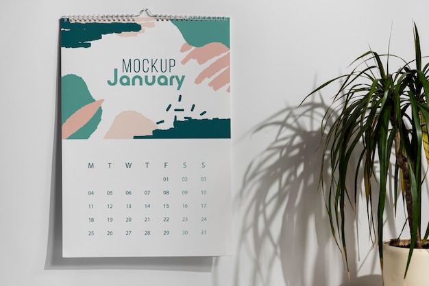 PSD opstelling van mock-up kalender binnenshuis