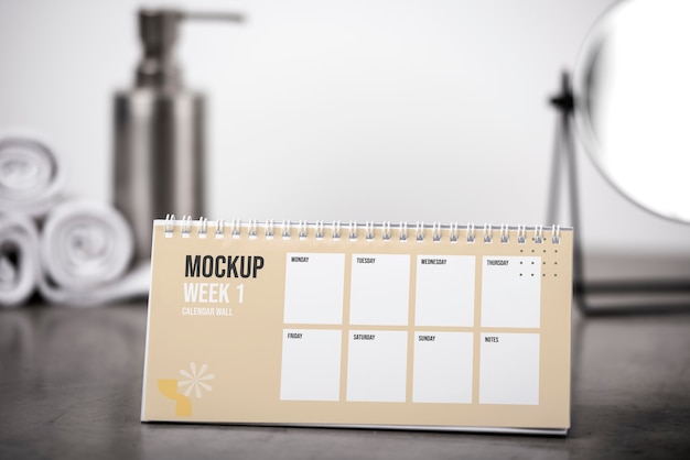 Opstelling van mock-up tafelkalender binnenshuis