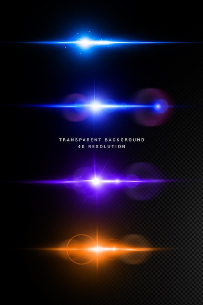 PSD optical blue lens flare on transparent background