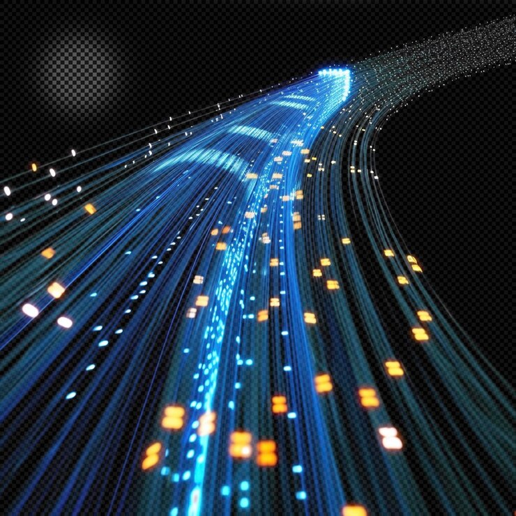 PSD optical fiber high speed data transfer light effect transparent background