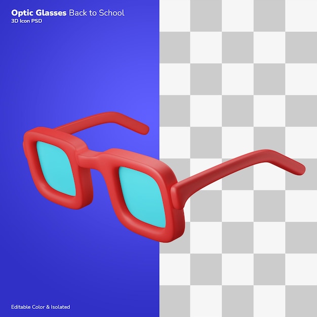 Optical glasses eyewear 3d illustration rendering icon editable isolated