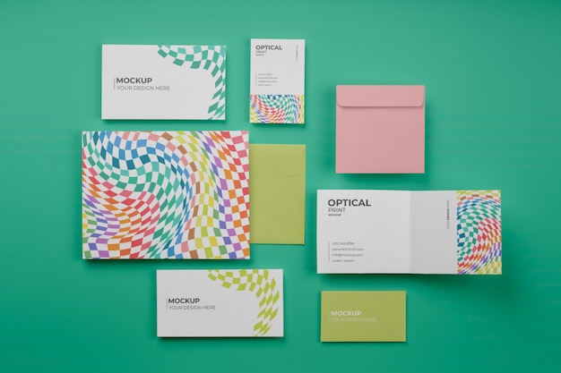 PSD optical print stationery mockup