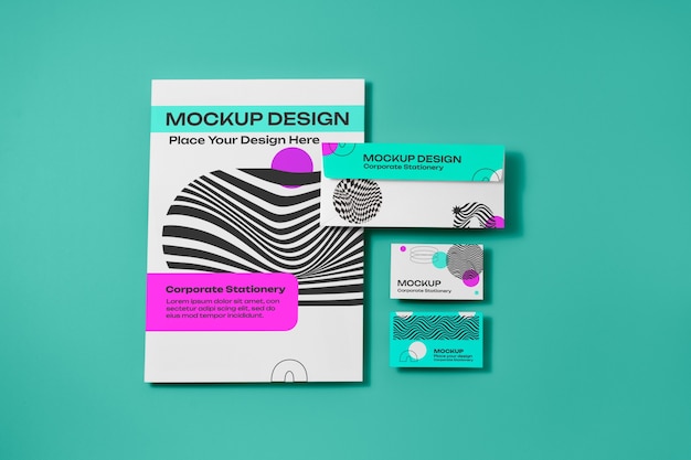 PSD optical print stationery mockup