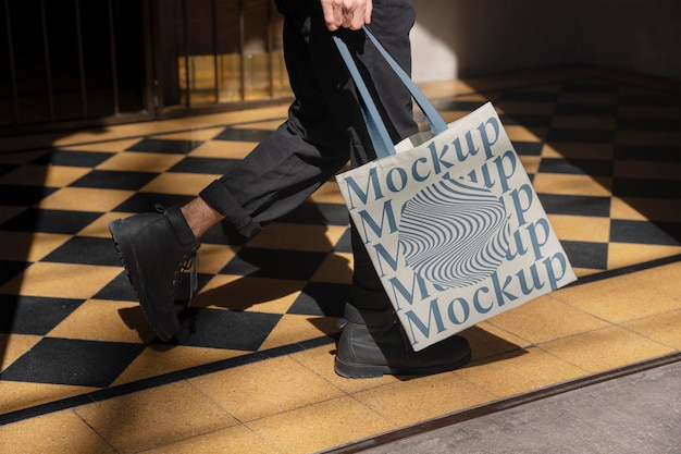 Optische afdruk op een mock-up van een tas