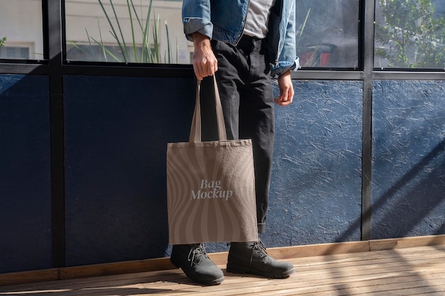 Optische afdruk op een mock-up van een tas