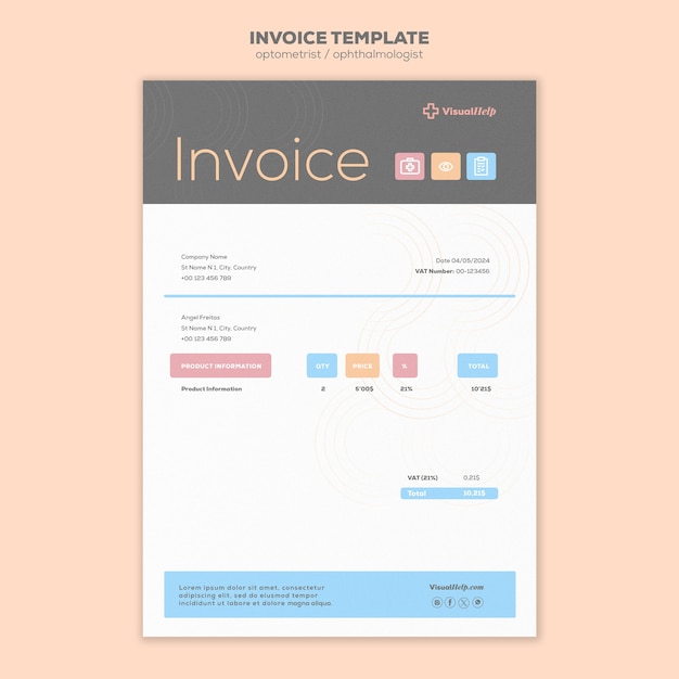 PSD optometrist career invoice template