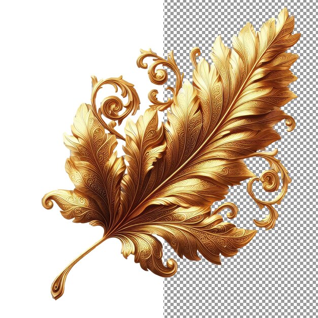 PSD opulent elegance isolated 3d ornate leaf on png background