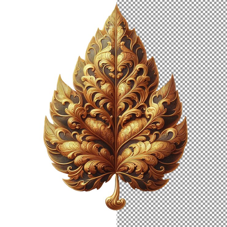 PSD opulent elegance isolated 3d ornate leaf on png background