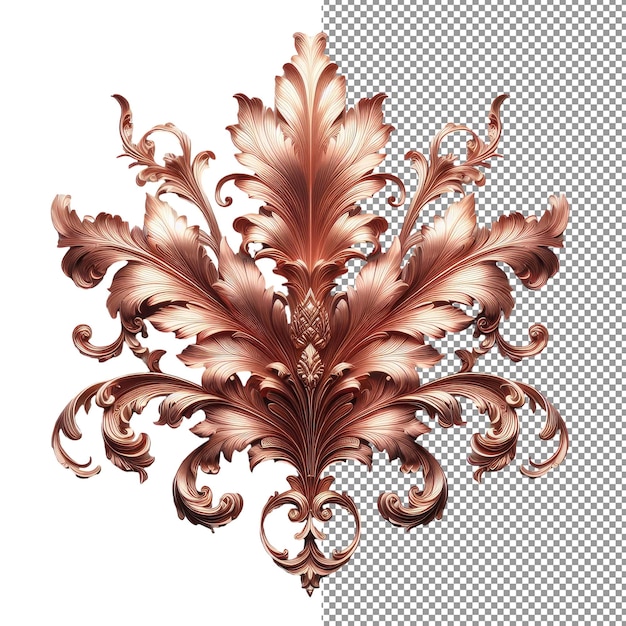 PSD opulent elegance isolated 3d ornate leaf on png background