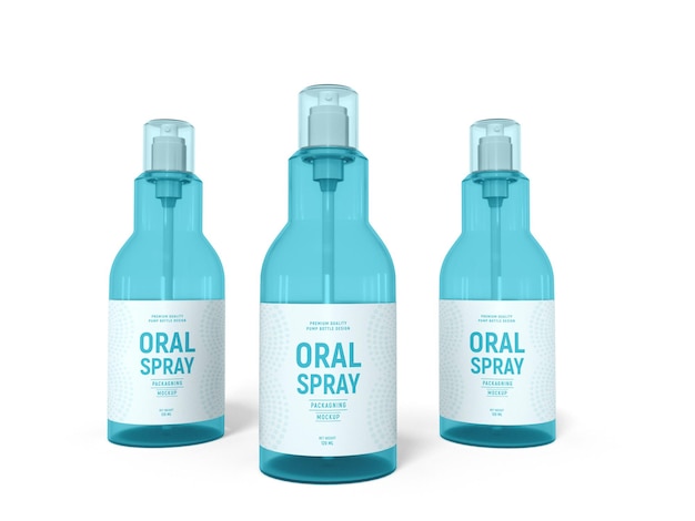 Oral spray bottle packaging mockup