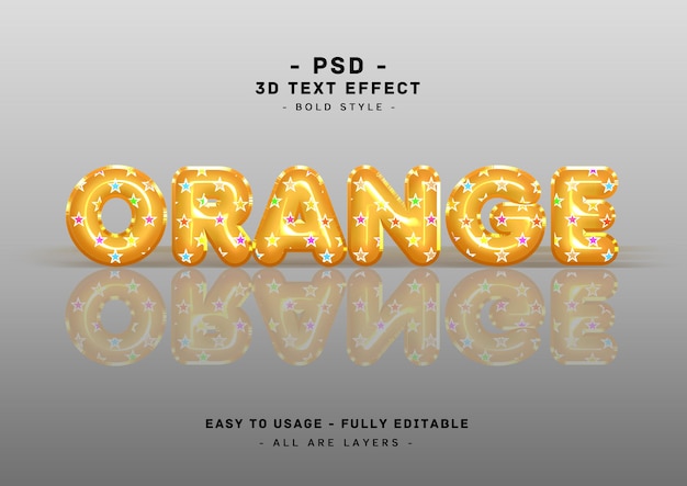 Orange 3d balloon mirror text style effect