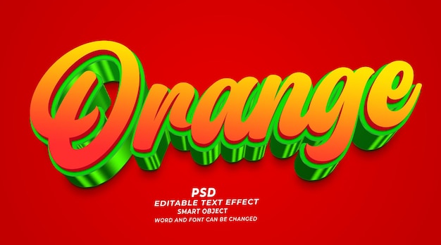 Stile di effetto di testo photoshop modificabile in 3d arancione con sfondo premium