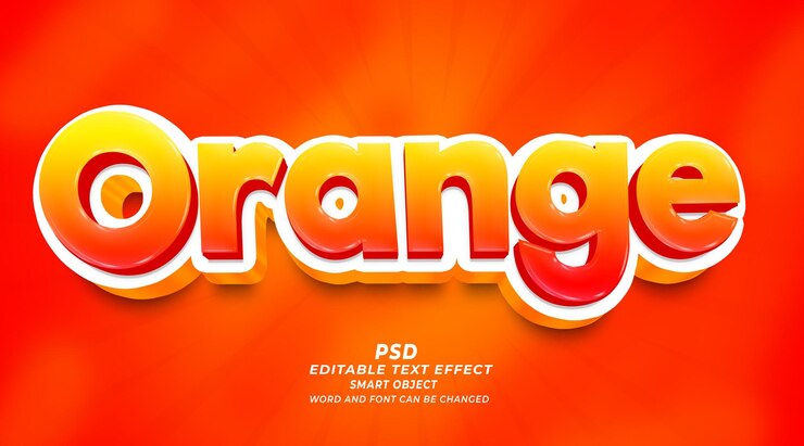 Оранжевый 3d редактируемый текстовый эффект шаблон фотошоп с фоном