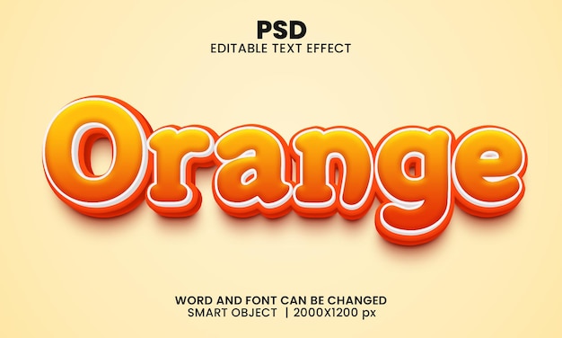 Orange 3d editable text effect premium psd with background