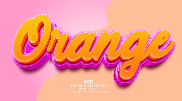 Orange 3d editable text effect PSD template