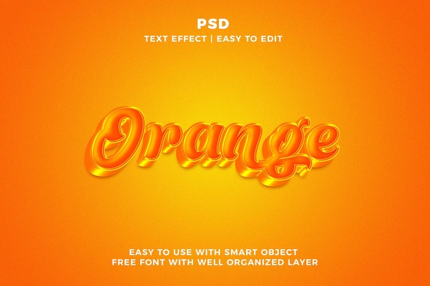 Orange 3d editable text effect style psd with background