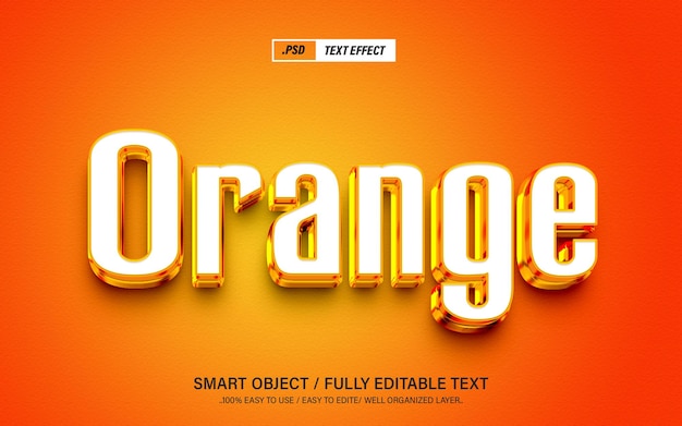 Orange 3D editable text effect style