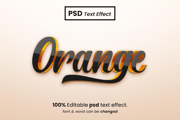 PSD orange 3d editable text effect