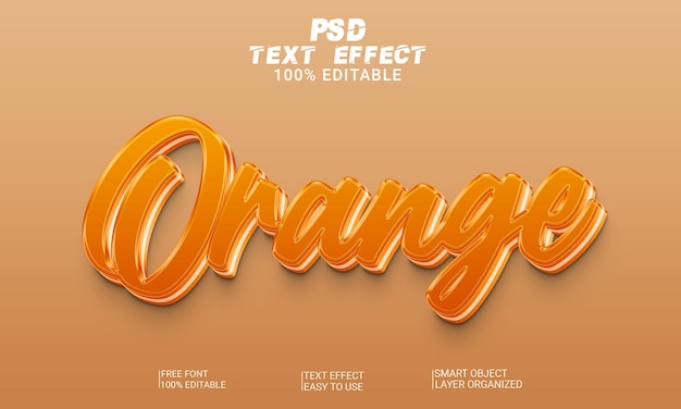 PSD orange 3d editable text effect