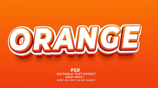 Оранжевый 3d редактируемый текст PSD шаблон для фотошопа