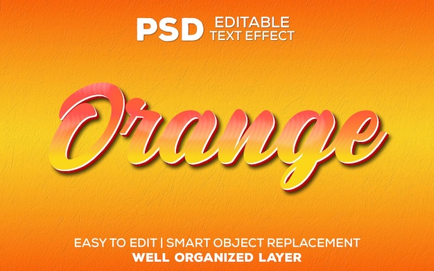 PSD orange 3d psd editable text effect template