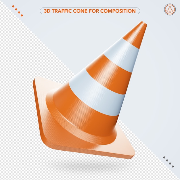 Orange 3d road cone for composition