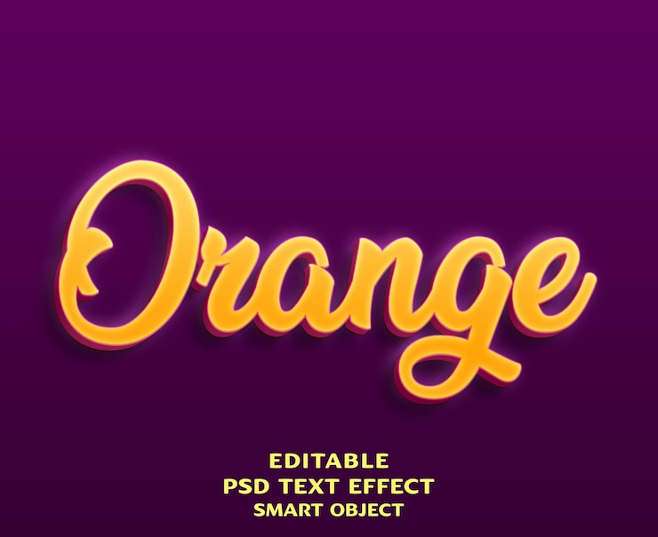 Orange 3d text effect design
