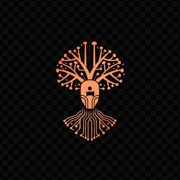 PSD orange abstract logo with the word quot tree quot on the black background