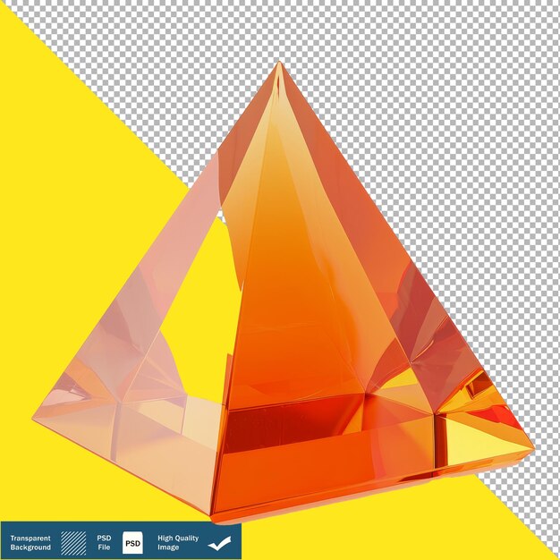 Orange acrylic material threedimensional transparent background png psd