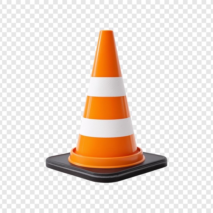 PSD orange and white striped traffic cone