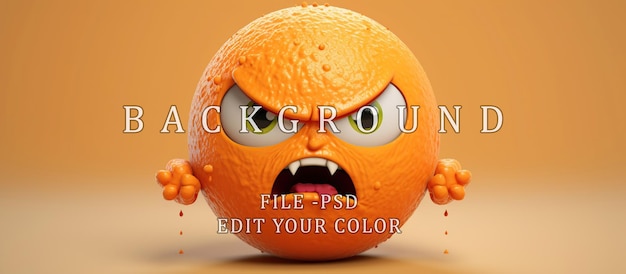 PSD orange angry expression and cute cartoon