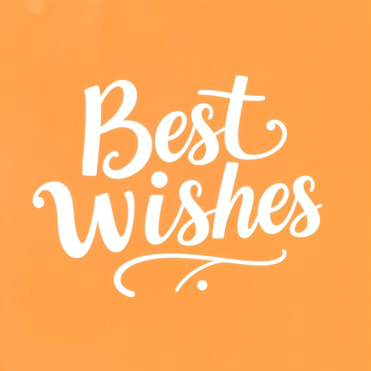 PSD an orange background with the words best wishes lettering on it
