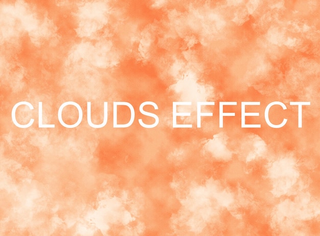 An orange background with the words clouds effect on it